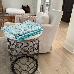 SweetHoney Aqua and Pink Ruffled Blanket